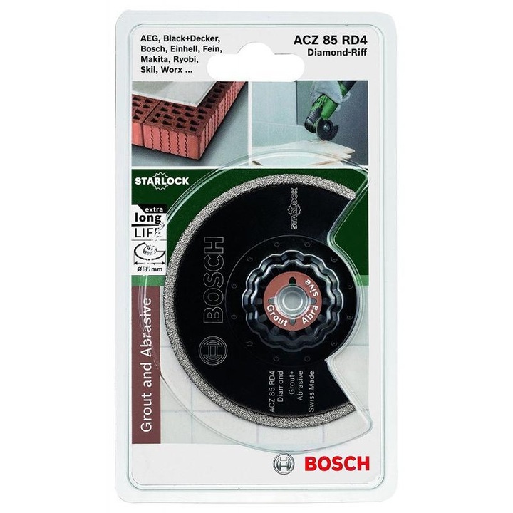 Panza diamantata Bosch Starlock ACZ 85 RD4 Hobby, pentru fierastrau multicutter, 85mm, ceramica, abrazive