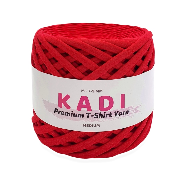 Banda textila pentru crosetat, KaDi Premium Medium, 7-9 mm, 110 m, culoare Rosu