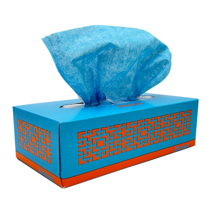 Servetele faciale, Renova, 3 straturi, 22.5 x 21 cm, 80 buc/cutie, Albastru
