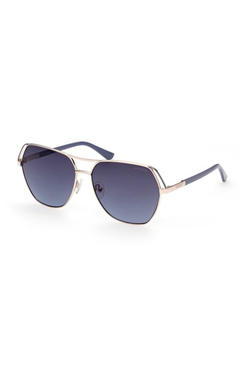 Guess, Слънчеви очила Aviator с плътни стъкла, 60-14-135 Standard, Розово златисто/Тъмносин