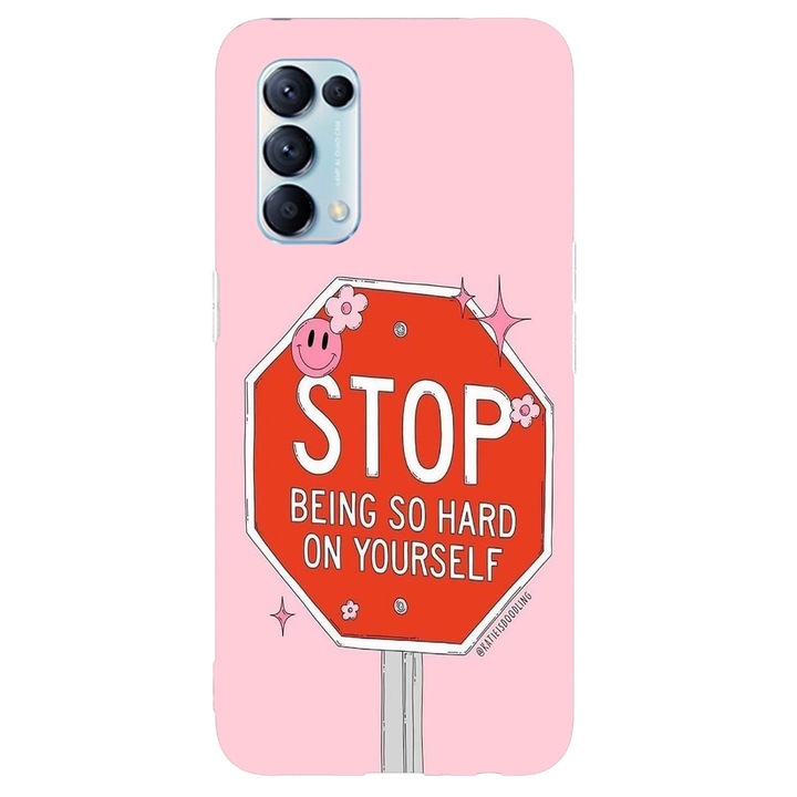 Капак, съвместим с Oppo Reno 5 5G модел Спри да бъдеш толкова строг към себе си, Силикон, TPU, обратното