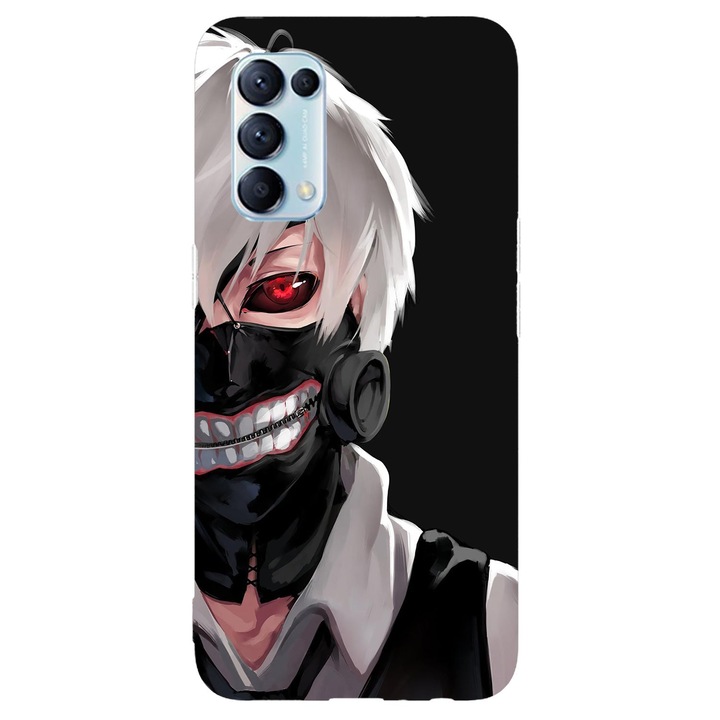 Калъф, съвместим с Oppo Reno 5 K (2021) модел Tokyo Ghoul Ken Kaneki, силикон, TPU, обратно