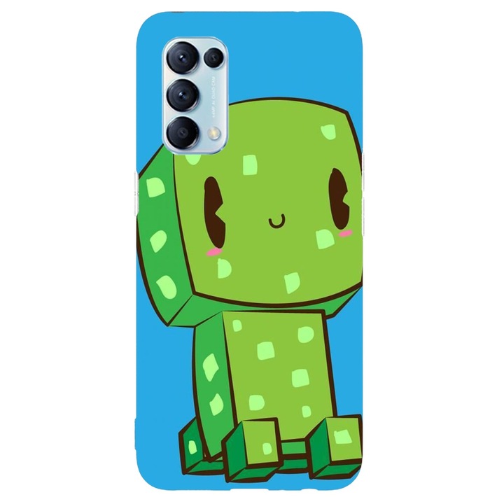 Капак, съвместим с Oppo Reno 5 4G модел Cute Creeper, силикон, TPU, обратното