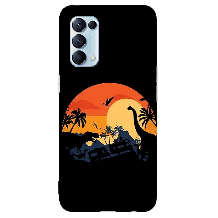 Капак, съвместим с Oppo Reno 4 5G модел Dino Land, силикон, TPU, обратното