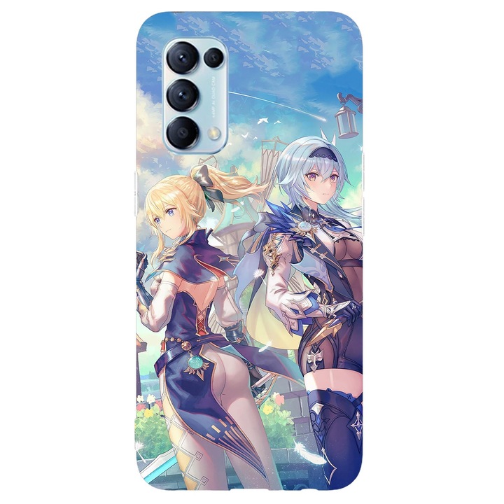 Калъф, съвместим с Oppo Reno 5 4G модел Genshin Impact, силикон, TPU, обратното