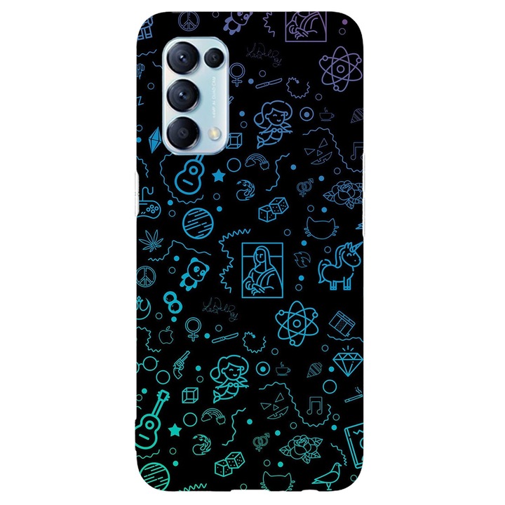 Капак, съвместим с Oppo Find X3 модел Neon Art, Silicon, TPU, обратното