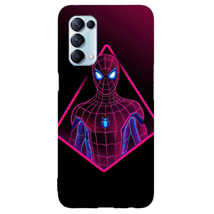 Калъф, съвместим с Oppo Reno 5 4G модел Neon Spiderman, Silicon, TPU, Vicever