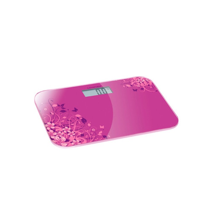 Електронен кантар LANAFORM, Измерва до 180 кг, Лилав, Размер 18х28 см.