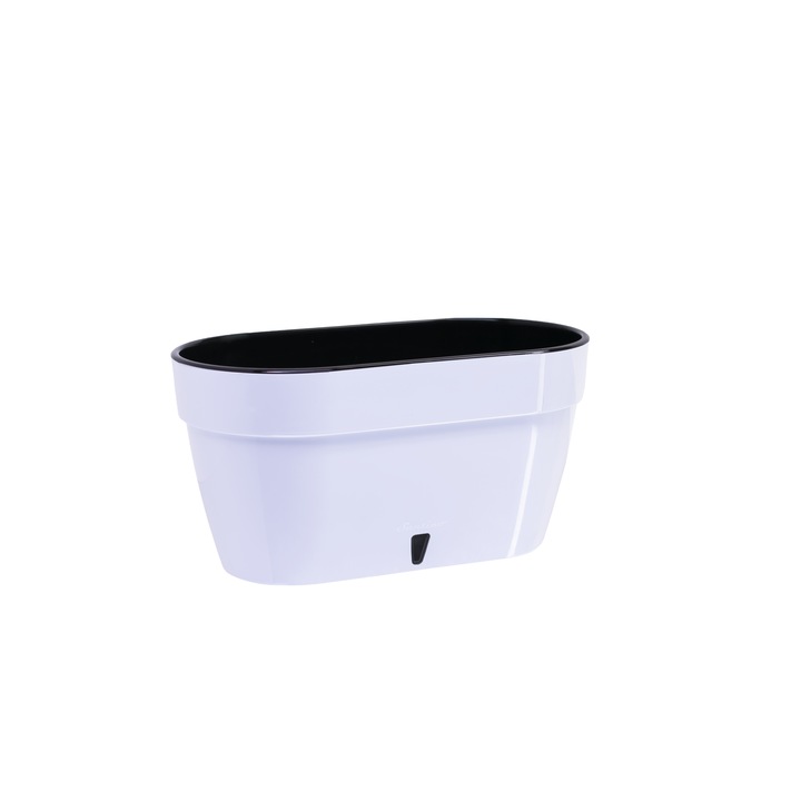 Jardiniera cu auto-udare ASTI, lungime 30 cm, volum 5,2 L, culoarea Alb-Negru