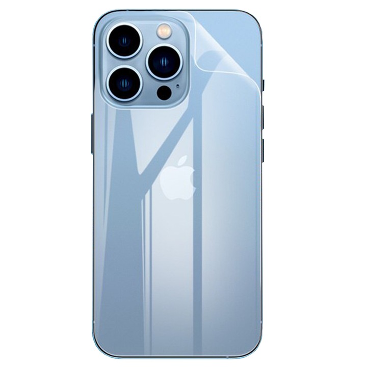 Folie Spate pentru Apple iPhone 13 Pro Max, Silicon Hydrogel Regenerabil, Flexible Hydro-Crystal, Optim Solution, Full Glue, Instalare usoara