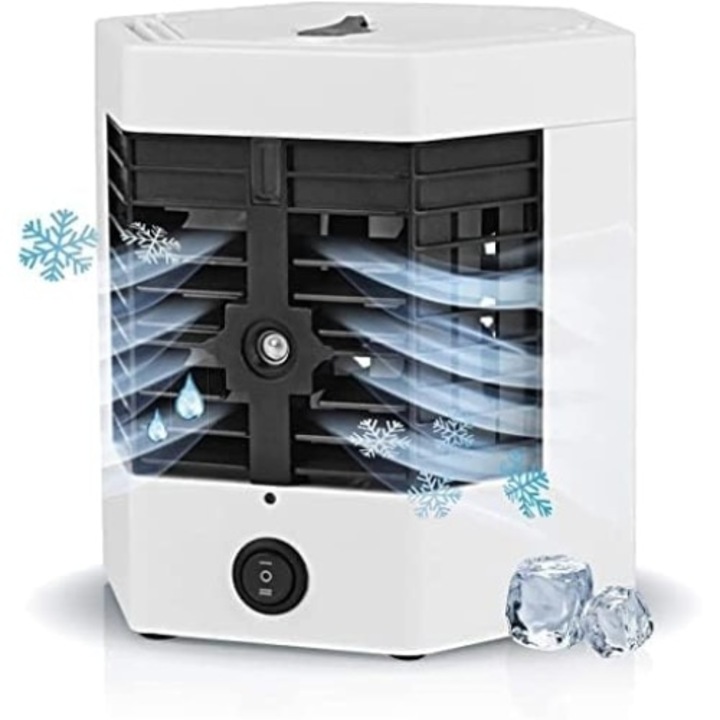 Mini aparat de aer conditionat portabil FOXMAG24, Functie de Racire, Umidificare si Purificare a Aerului, Alb