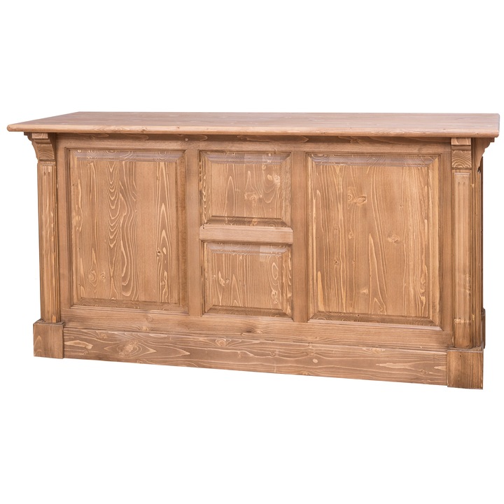 Bárpult 2 ajtóval, 3 fiókkal, festett, barna, 100% tömör fa