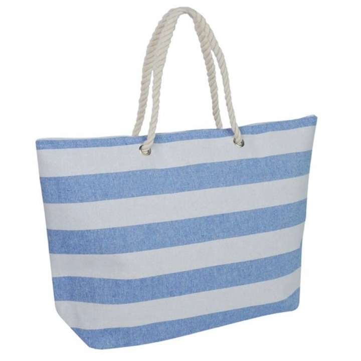 Лятна чанта, за плаж, синьо/бежово, 58x41x15 см
