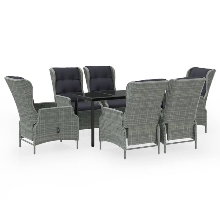 Set de mobilier pentru gradina vidaXL, 7 piese, gri deschis, 33.64 kg 3099646