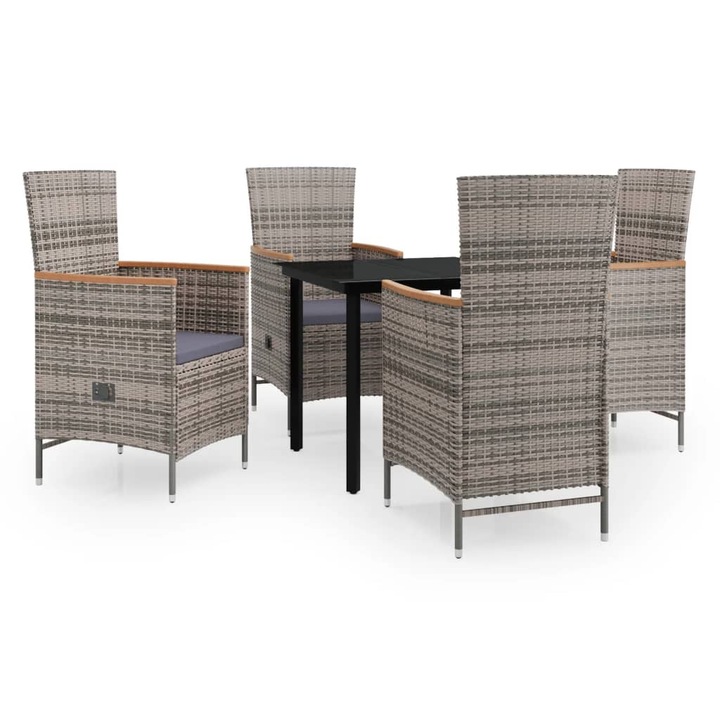 vidaXL 5 részes szürke kerti étkezőgarnitúra párnákkal 29.44 kg 3099432