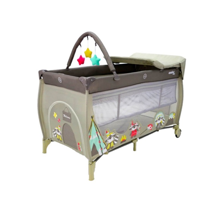 Сгъваемо легло Complete Raccoon Asalvo, 128 x 66 x 7 см, бежово