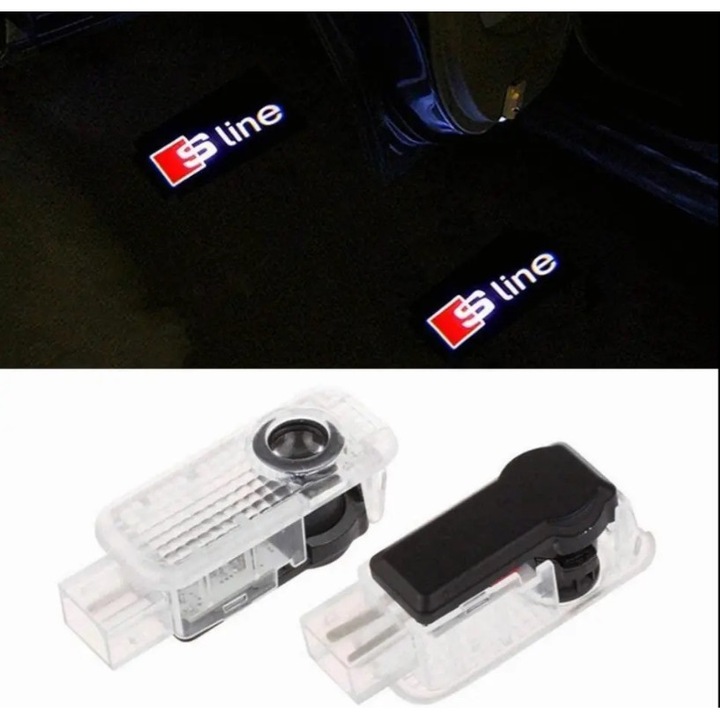 2 db LED lámpa szett Audi S-line logós projektorral A3 A4 A5 A6 A7 A8 Q3 Q5 Q7