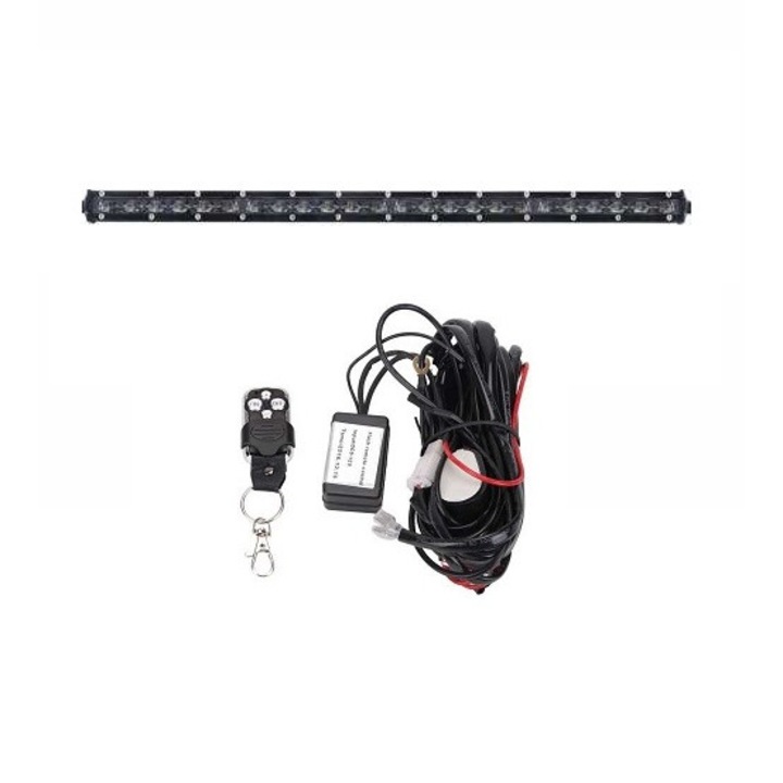 Set Led Bar 6D, Super Subtire, Negru, 86 Cm, 90w si Kit cabluri cu releu si telecomanda