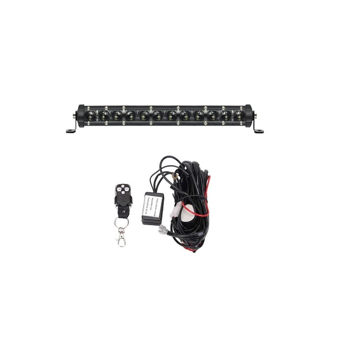 Set Led Bar 6D, Super Subtire, Negru, 34 Cm, 36w si Kit cabluri cu releu si telecomanda