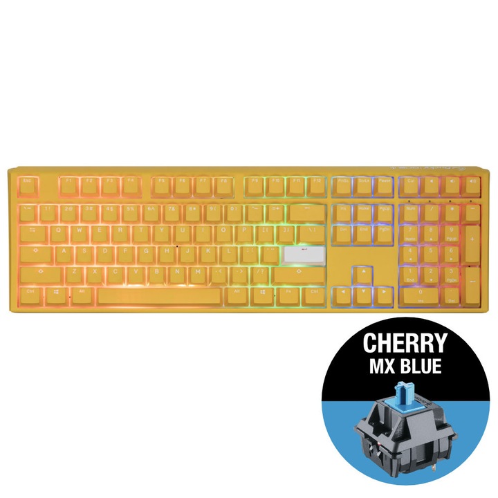 Mechanikus játékbillentyűzet Ducky One 3 sárga teljes méretű, Cherry MX Blue