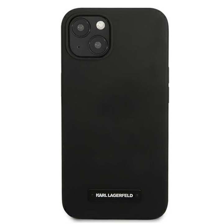 Husa Karl Lagerfeld KLHCP13SSLMP1K compatibila cu iPhone 13 Mini, Silicone Plaque, Negru