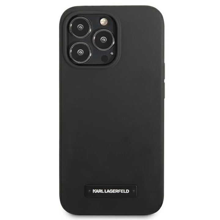 Husa Karl Lagerfeld KLHCP13LSLMP1K compatibila cu iPhone 13 Pro, Silicone Plaque, Negru