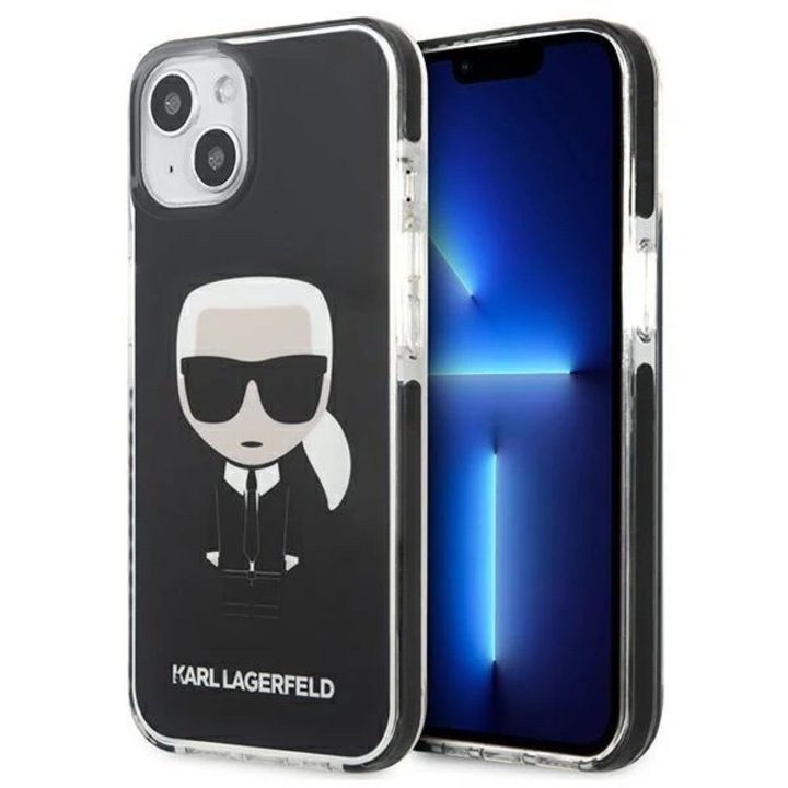 Husa Karl Lagerfeld KLHCP13STPEIKK compatibila cu iPhone 13 Mini, hardcase Iconik Karl, Negru