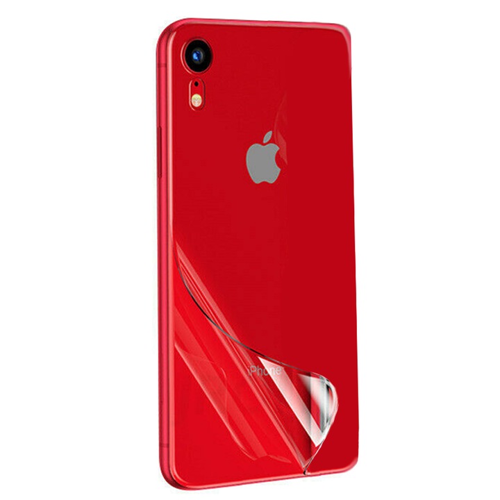 Folie Spate pentru Apple iPhone XR, Silicon Hydrogel Regenerabil, Flexible Hydro-Crystal, Optim Solution, Full Glue, Instalare usoara