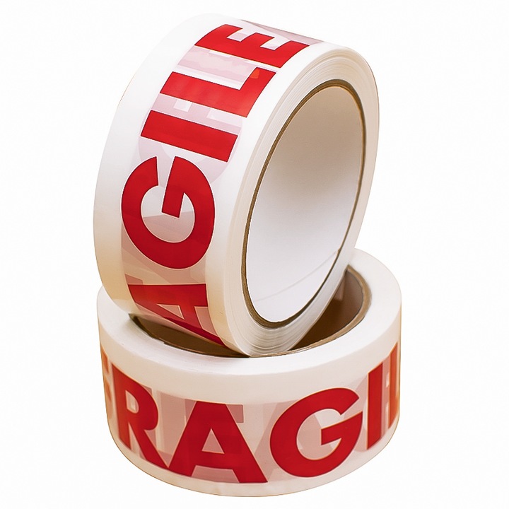 OEM Ragasztószalag, csendes, 60 m, FRAGILE (törékeny) felirattal, fehér