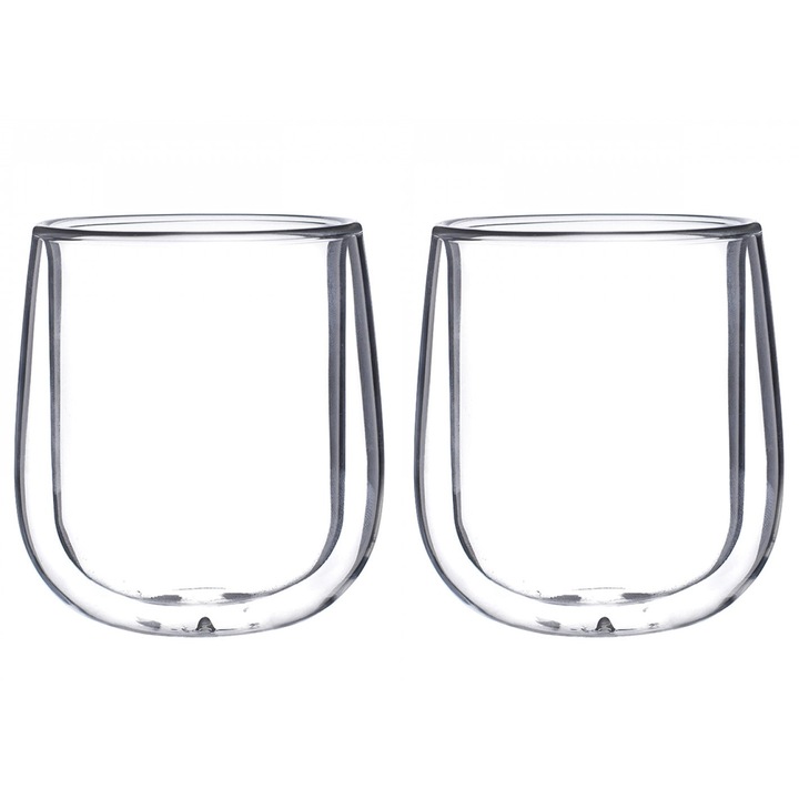 Комплект от 2 чаши Arlen, двойни стени, боросиликатно стъкло, 9х10,5 см, 350 м