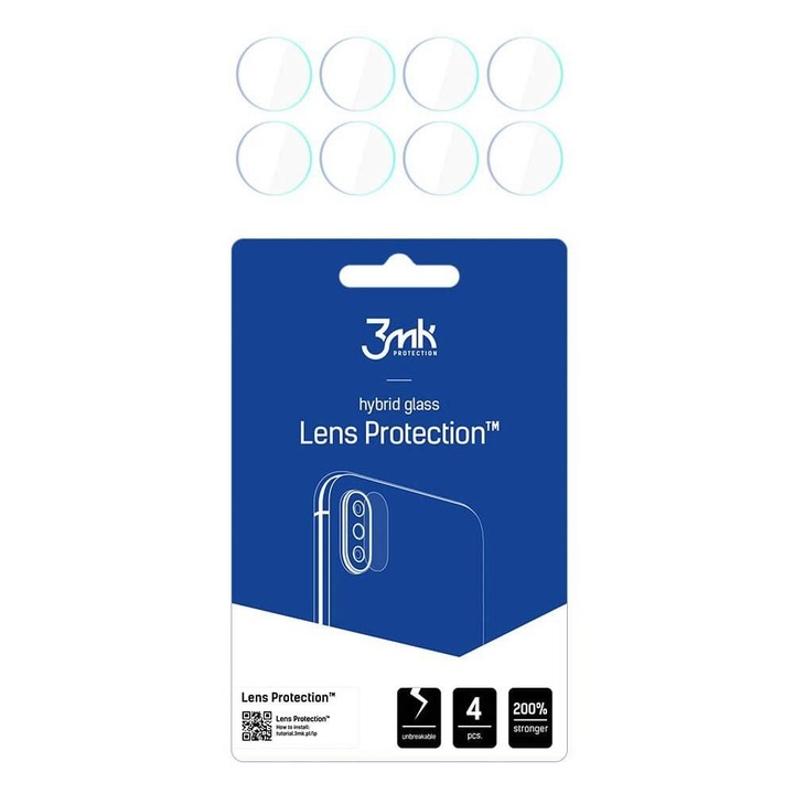 Комплект от 4 x 3MK защитно фолио за камера, за Huawei Nova 9 SE, хибридна структура, 7H, 0,3 mm, прозрачно