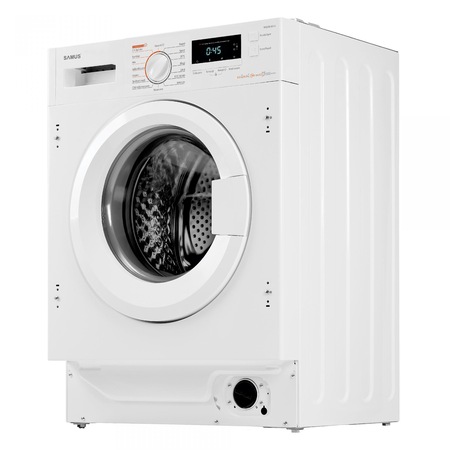 Masina de spalat rufe cu uscator incorporabila Samus WSDDBI-86141, 8 kg Spalare,6 kg Uscare, 1400 RPM, Clasa energetica B, Afisaj LCD, 16 programe, Program Jeans/Sport/Eco/Rapid, Control antispuma, Alb