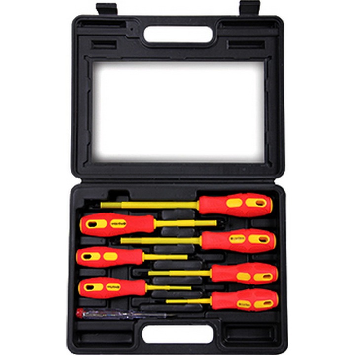 E.NEXT csavarhúzó készlet, acél, többszínű, 8 darab