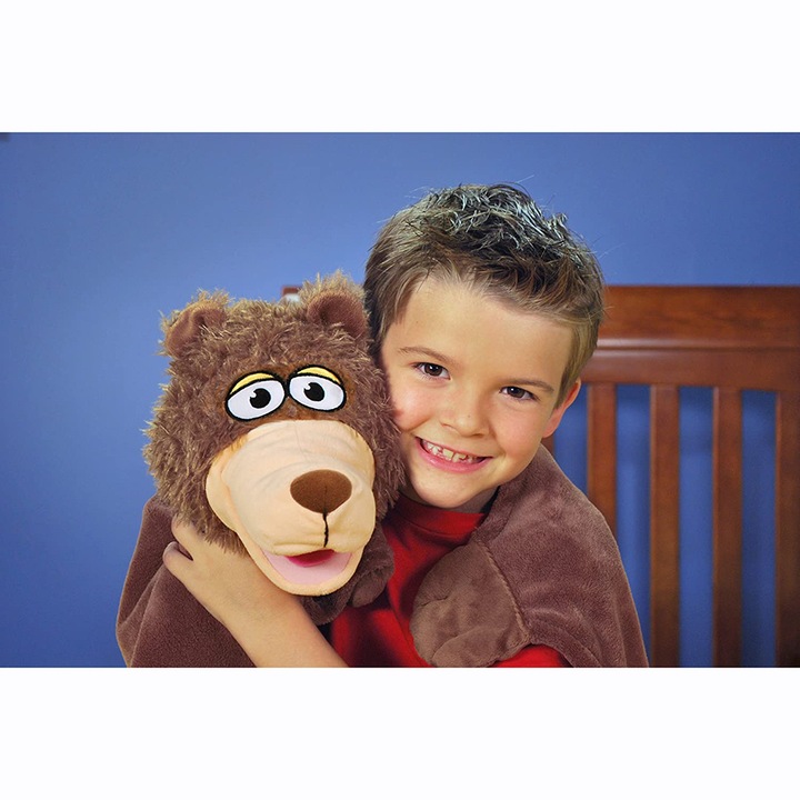 Patura pentru copii, Cuddle Uppets, Fleece, patura de plus Ursulet, jucarie si patura 2 in 1, 100x70cm, Maro