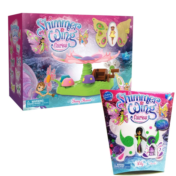 Chippo csillogó szárnyú babák csillogó szárnyakkal, körhinta virágkészlettel 6 tündérhez és tündérjázmin+tündérliliomhoz, 82443+82173