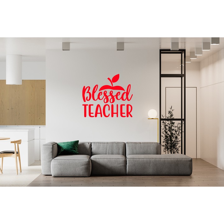 Sticker decorativ pentru perete, Blessed teacher v1, 50x35cm, rosu