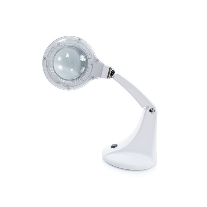 Lampa cosmetica de birou cu lupa Activeshop, ELEGANTE MINI, 30 LED SMD, 4W, Alb