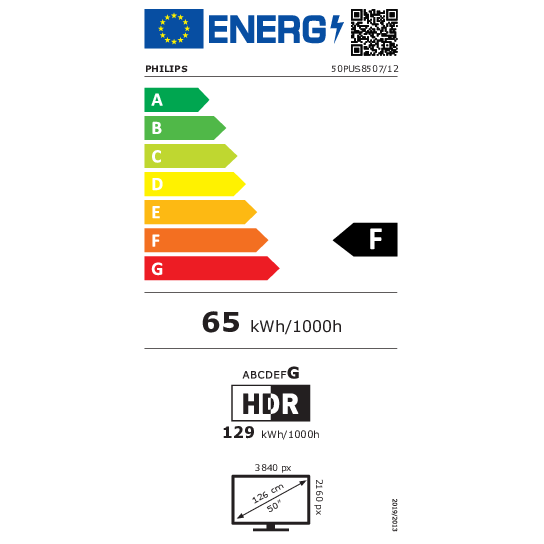 Televizor Philips Ambilight The One LED 50PUS8507, 126 cm, Smart Android, 4K Ultra HD, Clasa F