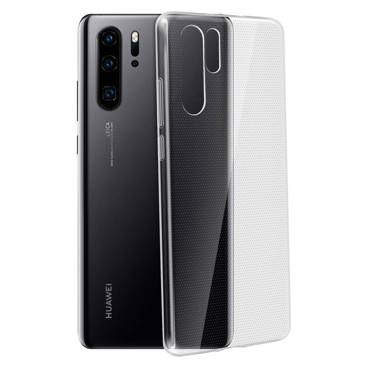 Капак за Huawei P30 Pro, тънък силикон, Ultra Slim, Гел, 0.3 мм, защита на камерата - Прозрачен