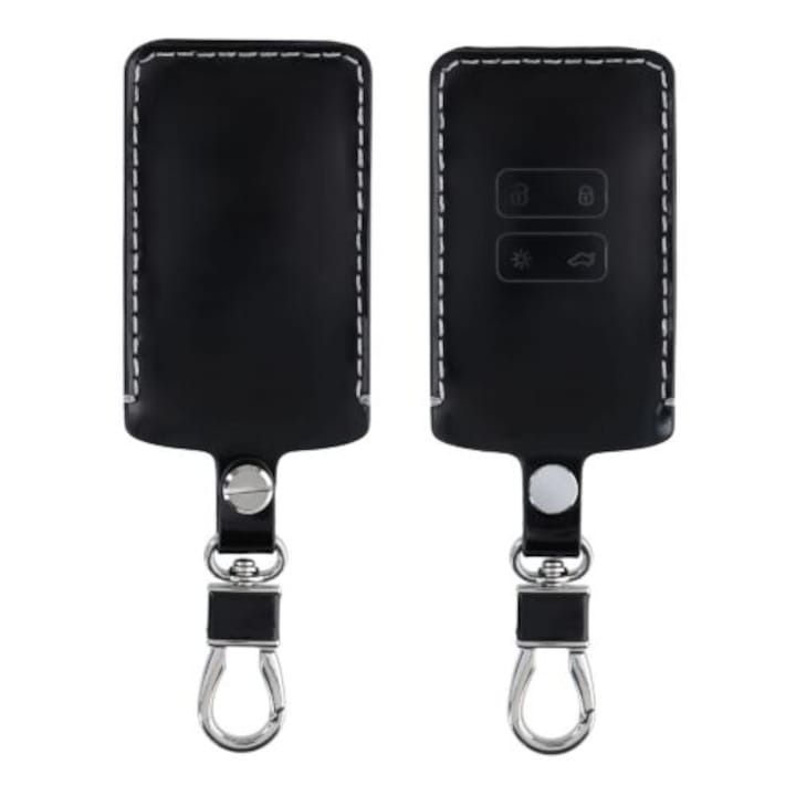Autókulcs borítás Renault / Dacia - 4 gomb - Keyless Go, kwmobile, Eco bőr, fekete, 44135.91