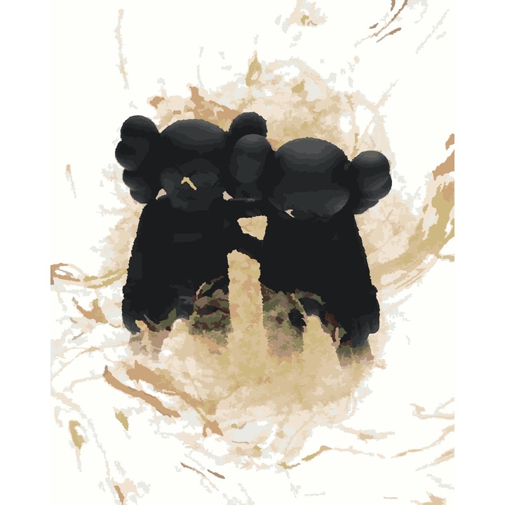 Kaws 2051 Комплект рисуване по номера, памучно платно върху дървена рамка, 80x100 см, картина със скица, 3 четки и акрилна боя