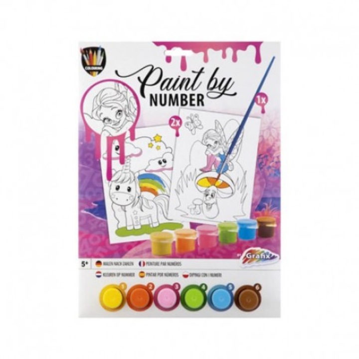 Moxy festés számok szerint 6 db festékkel és ecsettel, többféle Grafix