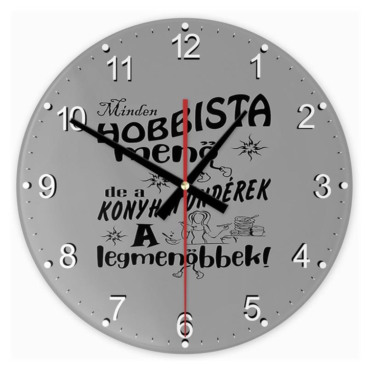 Ceas de perete rotund, Mobiltokguru, Multicolor, Sticla