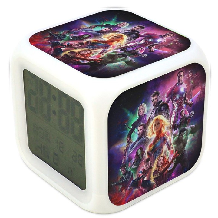 Termometru cu ceas cu alarma cu lumina care schimba culoarea Marvel 113