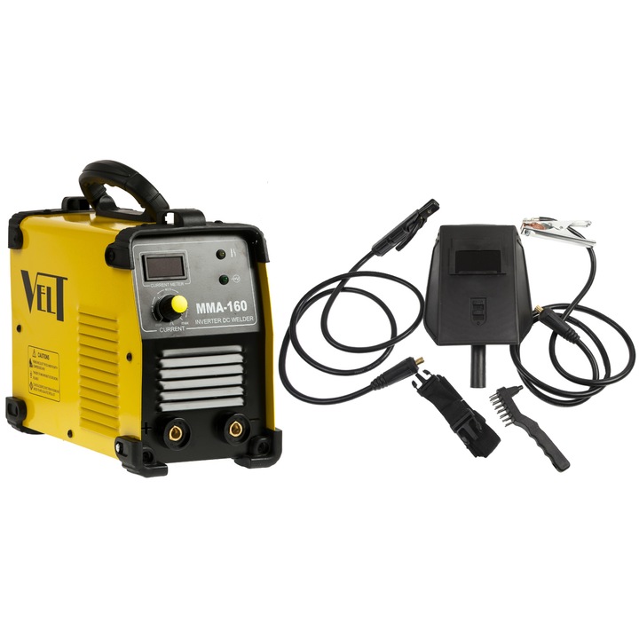 Invertor de sudura industrial Velt MMA 160, 160 A, 230 V, electrod 1.6-4 mm, 4.5 kg, accesorii incluse
