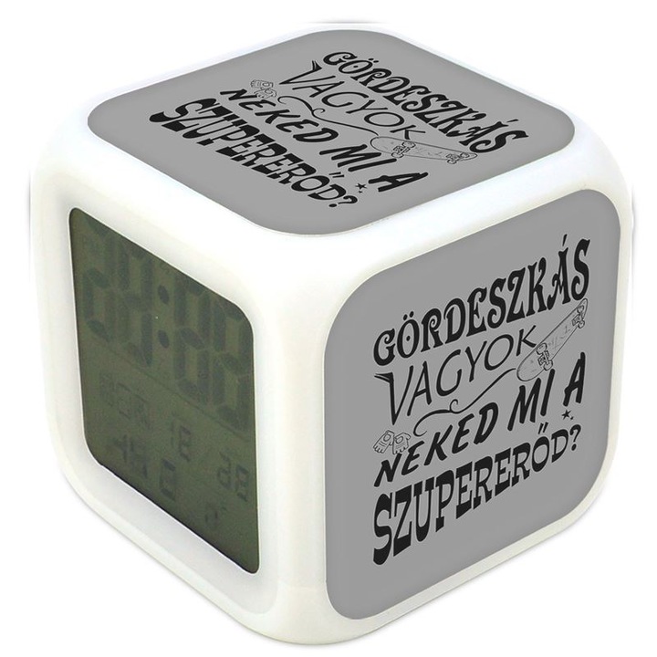 Skateboard-ul superputere cu schimbarea culorii aprinde termometrul cu ceas cu alarma