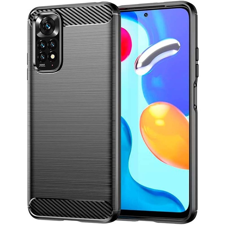 Xiaomi Redmi Note 12 Pro 4G / Note 11 Pro 4G / 5G (Globál) kompatibilis szilikon hátlaptok, karbon mintás, fekete, Simple Carbon