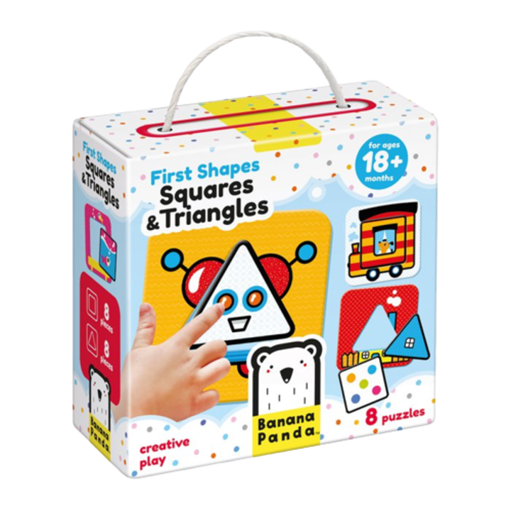 Oktatási játék geometriai formák - háromszög és négyzet, Banana Panda - illesztésével