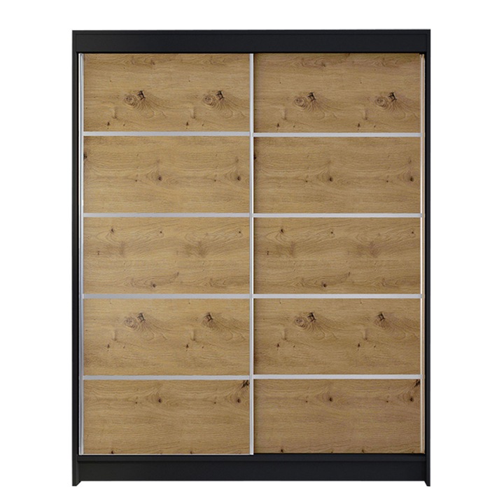Dulap Belgia IV, MIRJAN24, negru / stejar artisan, 150x200x58 cm