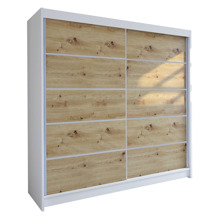 Dulap Bar IV, MIRJAN24, alb / stejar artisan, 180x215x58 cm